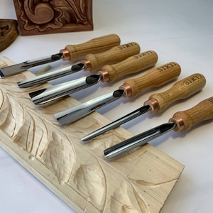 Beitel Set 6 teilig, Holzschnitzbeitel, Geschmiedete Beitel, Werkzeuge zum Reliefschnitzen, Schnitzset für Anfänger, Geschenk für Freund