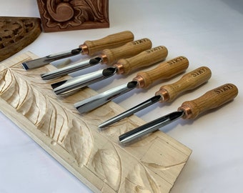 Set di sgorbie da 6 pezzi, utensili per intaglio del legno, scalpelli forgiati, utensili per intaglio a rilievo, set per intaglio per principianti, scalpelli a sgorbia, regalo per amico