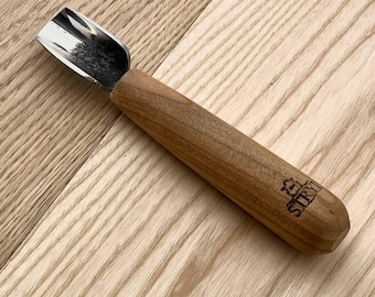 Short Skewed Wood Carving Gouge, Chip Carving Tool, Sweep #9