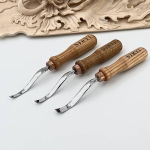 Bent Wood Carving Gouge, Flat Bevel Chisel, Relief Carving Tool