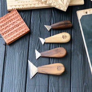 Knives set, Chip carving kit, Woodworking tools, Start carving kit, Gift for teenager, Chip carving guide, Forged tools, Triangle knives
