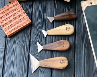 Knives set, Chip carving kit, Woodworking tools, Start carving kit, Gift for teenager, Chip carving guide, Forged tools, Triangle knives