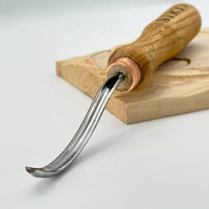 Long Bent Wood Carving Rounded Gouge 5mm, Relief Sculpture Tool, Detailed carving