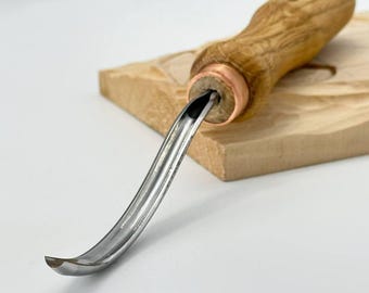 Long Bent Wood Carving Rounded Gouge 5mm, Relief Sculpture Tool, Detailed carving