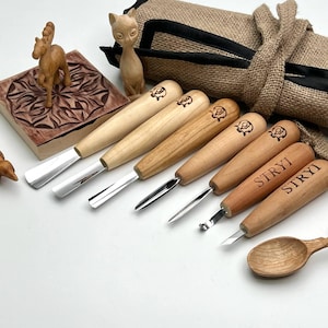 Wood carving kit STRYI Profi of 7 pcs for detailed carving, Gift for carver, Premium quality tools for quality carvings