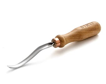 Long Bent Gouge #7, High-Carbon Steel Wood Carving Tool