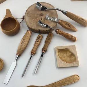 Kit per intaglio del legno per intaglio di cucchiai e Kuksa, utensili forgiati, utensili per la lavorazione del legno, utensili per intaglio di ciotole, scalpelli Kuksa, utensili per intaglio di cucchiai, sgorbia