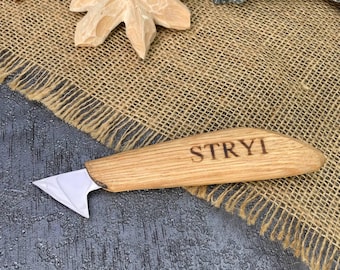 Wood carving knife 35mm, Carving knives, Wood carving tools, Chip carving knife, Swallowtail knife, Forged knife, Triangle knife
