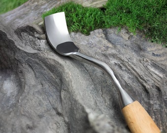 Large bent gouge, Wood carving tools, Bowl gouge, spoon, kuksa, cup, Tool for deep carving, Forged steel tool, STRYI bent gouge, Kuksa gouge