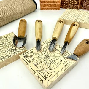 Chip carving tools, Start carving set, Tools for school, Gift for student, Gift for teenager, DIY kit, Woodcraft tools, Forged chisels