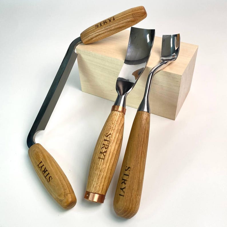 Skålskärningssats: Dragkniv, Böjda Skölpar, DIY Kuksa-set, Träbearbetningsverktyg, Present till mästare bild 2