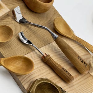 Bowl carving gouges set, Spoon carving tools, Dog leg gouge, DYI kit, Gift for boy, Chisels, Kuksa gouges, Stryi gouge, Carving set