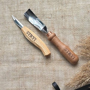 Spoon carving set, Bowl tools, Woodcarving tools, Spoon gouge, Curved gouge, Forged knife, Carving tools, Chisels, Carving set for starter