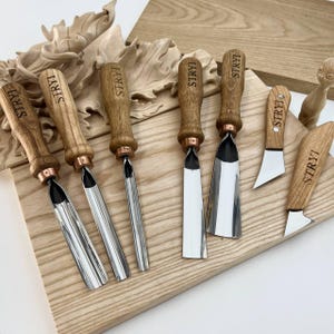 木彫りセット、ノミ、ガウジ、多目的彫刻セット、彫刻セット、鍛造ツール、ガウジセット、木彫りツール、お父さんへの贈り物 画像 6