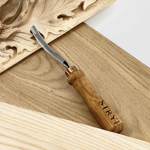 Bent V-parting chisel, Curved chisel, V-gouges, Wood carving tools, Relief carving tools, Detailed v-tools, Gift for Dad, Curved V-tool