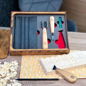 Beginner Wood carving kit, Start Carving kit, Geometric carving patterns, Gift for student, Gift for sister,
