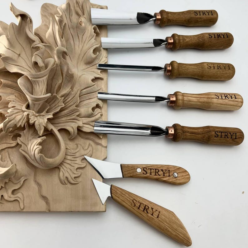 木彫りセット、ノミ、ガウジ、多目的彫刻セット、彫刻セット、鍛造ツール、ガウジセット、木彫りツール、お父さんへの贈り物 画像 7