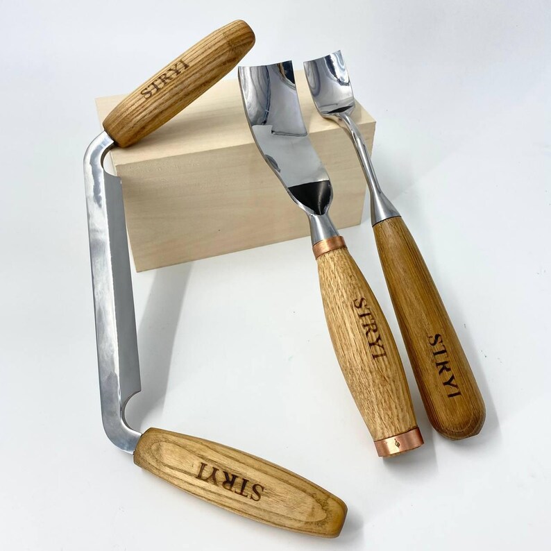 Skålskärningssats: Dragkniv, Böjda Skölpar, DIY Kuksa-set, Träbearbetningsverktyg, Present till mästare bild 1