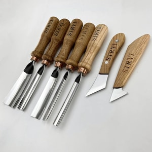 Juego de herramientas para tallar madera STRYI, figuras para tallar, herramientas para tallar en relieve, cinceles para tallar forjados, juego de gubias, cuchillo para tallar virutas, regalo para el esposo