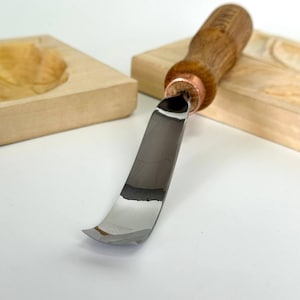 Hand-Forged Bent Gouge: Wood Carving Tool for Relief Work, Detailing chisel, Gift wood carver