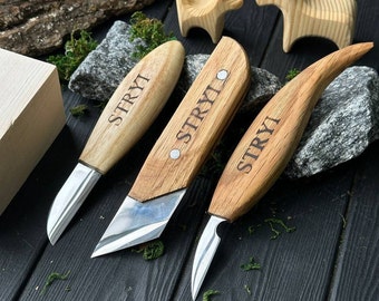 Knives set, Camping knife, Outdoor Knives, Carving kit, Gift for young man, Wood carving set, Sloyd knives, Gift for dad, Hardened knives