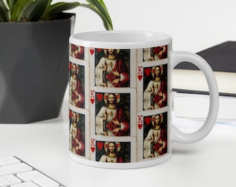 Jesus Art Christian Gift Jesus is King Playing Card Coffee Mug
