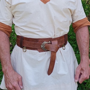 Medieval Broad Belt, Unisex War Belt, Men&#39;s & Women&#39;s Viking-inspired Belt for Ren Faire LARP Cosplay, Warrior Shieldmaiden Costume