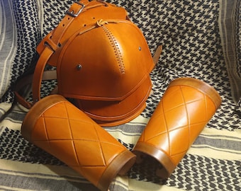 Handmade Leather Armor Set, Spaulder and Bracers, Ren Faire LARP Cosplay