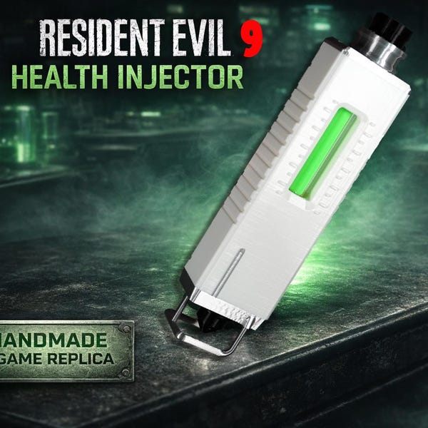 Resident Evil 9 Health Injector Prop Replica – 3D Printed Collectible, Resident Evil Cosplay Prop, Gaming Display Piece