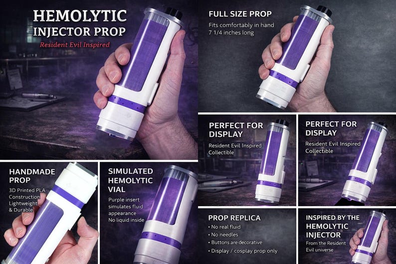 Resident Evil 9 Hemolytic Injector Prop Replica – 3D Printed ...