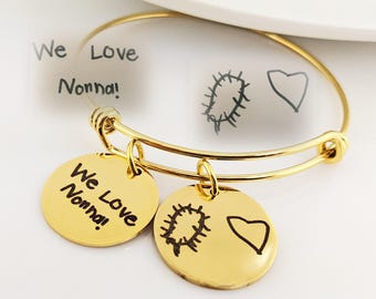Custom Artwork Bracelet, Kids Drawing Jewelry, Children’s Art Bracelet, Personalized Child Artwork Gift, Actual Kids Drawing Jewelry
