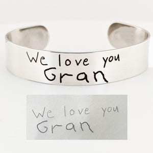 Signature Handwriting Bracelet, Personalized Engraved Cuff, Personalized Handwriting Bracelet, Custom Handwriting Bracelet