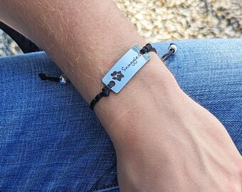 Actual Dog Cat Paw Print Bracelet, Animal Lovers, Pet Memorial Gift, Actual Paw Print Bracelet, Engraved Pet Paw Jewelry, Gift for Dog Mom