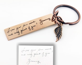 Handwriting Gift, Handwriting Keychain, Custom Handwriting Keychain, Memorial Signature Keychain, Actual Handwriting Keychain