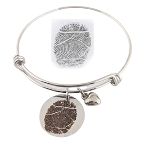 Actual Fingerprint Bracelet, Custom Fingerprint Jewelry, Engraved Bracelet, Gift for Her, Loved Ones Fingerprint, Meaningful Gifts