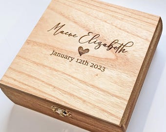 Baby-Andenken, personalisiertes Babygeschenk, hölzerne Erinnerungsbox, Baby-Andenken-Box, Erinnerungsgeschenkbox, Baby-Dusche-Geschenk, individuelles Geschenk, Kinderzimmerdekoration