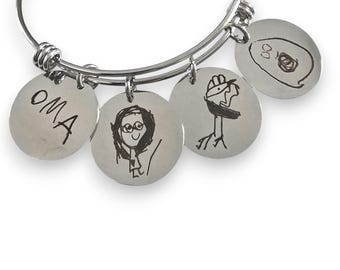 Custom Artwork Bracelet, Kids Drawing Jewelry, Children’s Art Bracelet, Personalized Child Artwork Gift, Actual Kids Drawing Jewelry