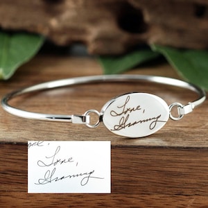 Actual Handwriting Bangle Bracelet, Memorial Bracelet, Sympathy Gift, Personalized Engraved Bracelet, Gift For Her, Signature Bracelet