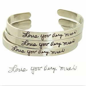 Memorial Cuff Bracelet, Signature Keepsake, Handwriting Cuff Bracelet, Engraved Cuff Bracelet, Personalized Gift, Engraved Bracelet