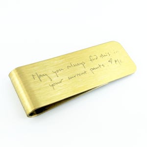 Personalized Handwriting Stainless Steel Money Clip, Groomsmen Gift, Personalized Money Clip, Engraved Money Clip, Handwriting Money Clip