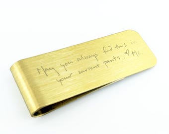 Personalized Handwriting Stainless Steel Money Clip, Groomsmen Gift, Personalized Money Clip, Engraved Money Clip, Handwriting Money Clip