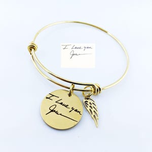 Gold Handwriting Memorial Bracelet, Actual Handwriting Jewelry, Bereavement Gift, Sympathy Bracelet, Personalized Memorial Jewelry,Loss Gift