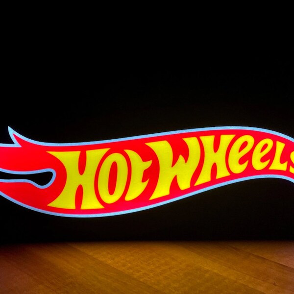 Hot Wheels Logo Inspired LED sign Shadow Box Lamp for him, collectors, Father's Day, kids, man caves for hobbies of the brand and more......