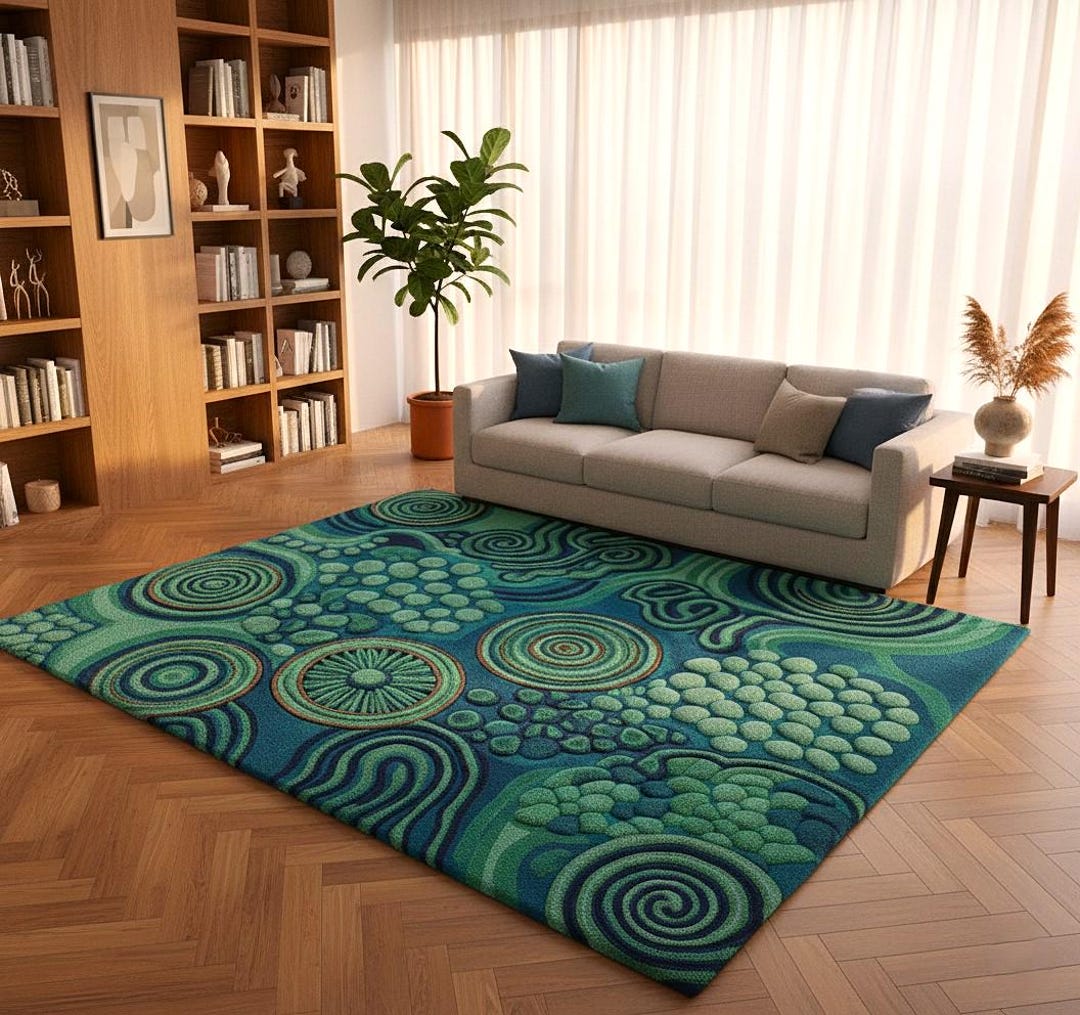 Topiary Design Rug Hand Tufted Aqua Teal Topographical Rug – Modern 3D Tufted Design - Etsy