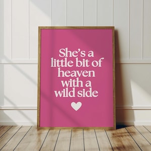 She&#39;s a little bit of heaven with a wild slide, Love Digital Print, Purple decor prints, Cute Girl Room, Trendy Wall Art, Instant download