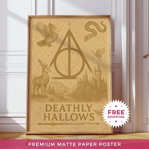 Deathly Hallows Wall Decor Wizard Items Print Elder Wand Art Illustration Potterhead Fandom Gift for Wizard and Witch Artwork Poster