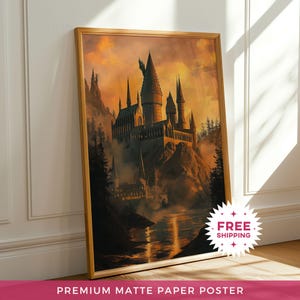Wizard Castle Wall Decor Magic School Painting Sunset Magical Prints Trendy Wall Art Poster Living Room Painting Unframed Cozy Night Art