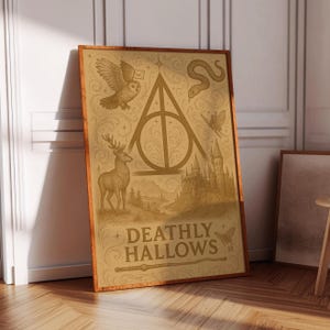 Deathly Hallows Wall Decor Wizard Items Printable Elder Wand Art Illustration Potterhead Fandom Gift for Wizard and Witch Artwork Poster