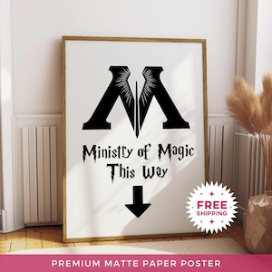 Póster de papel mate del Ministerio de Magia, impresión de baño mágico, camino de baño sin marco, decoración de pared de entrada secreta, pintura de pared de baño mágico