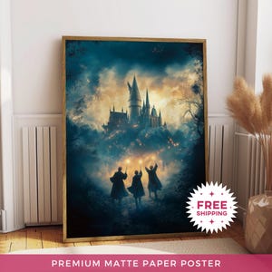 Wizard Spell Matte Paper Poster, Magic School Painting, Magical Castle Print, Trendy Wall Art Poster, Living Room Printable, Epic Wall Decor